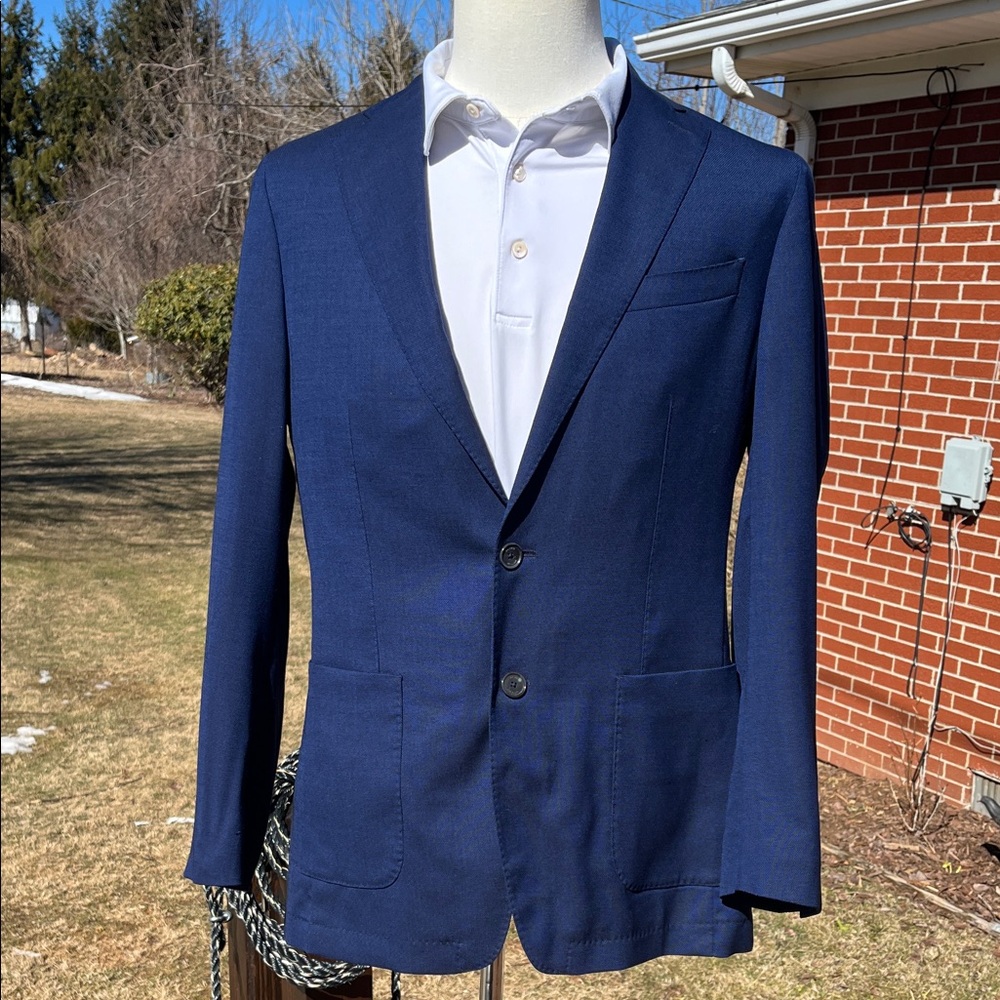Peter Millar Excursionist Flex Blazer Navy Italian Wool/Silk Tailored Blazer 38R - Picture 4 of 17
